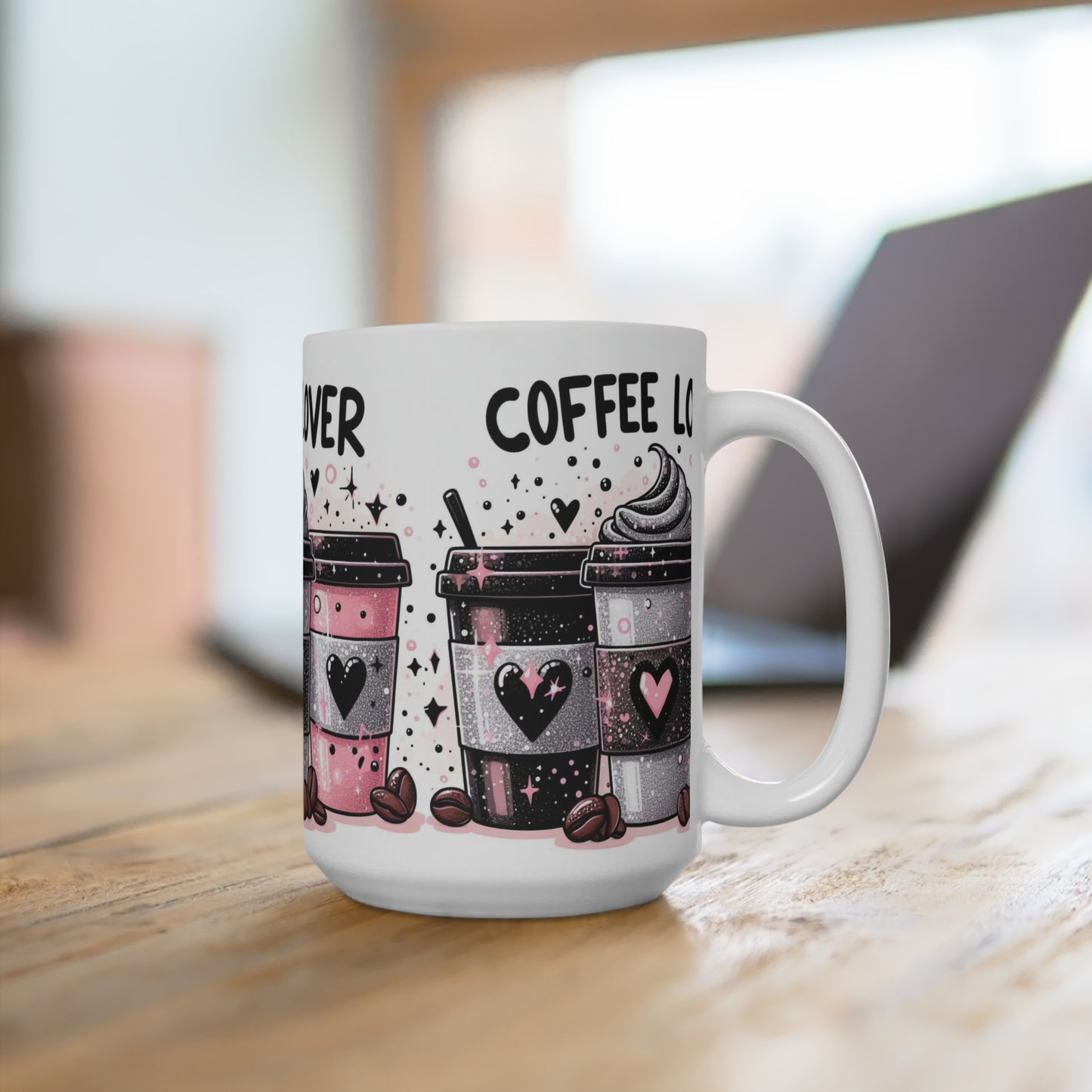 Coffee Lover Mug, Cute Coffee Mug, Gift for Coffee Lovers, Morning Coffee Cup, Heart Design Mug